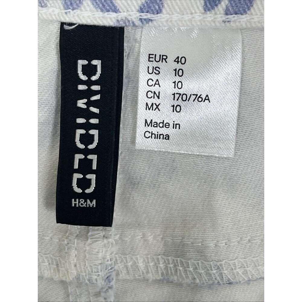 Divided H & M Floral Cut-Off Shorts White with Blue Roses Flowers Size 10 - Picture 7 of 7